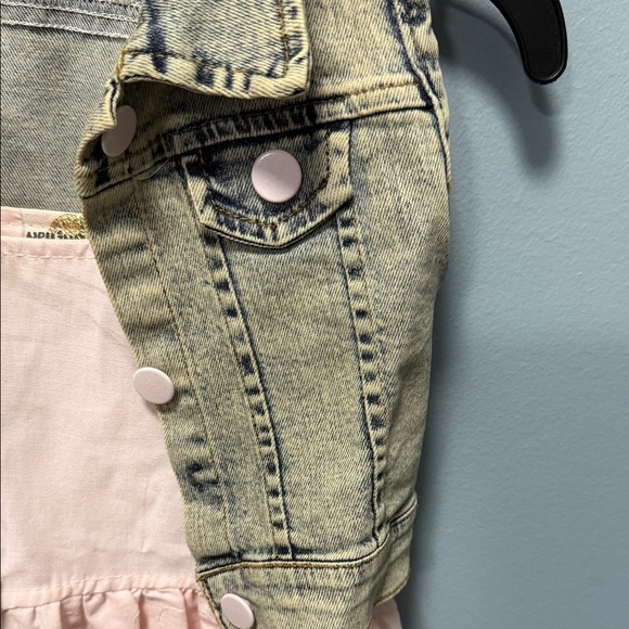 Pink Lace Dress with Denim Vest - Picture 6 of 10